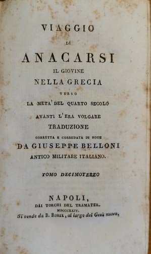 VIAGGIO DI ANACARSI IL GIOVINE NELLA GRECIA tomi 13 14 …