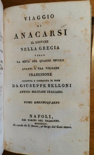 VIAGGIO DI ANACARSI IL GIOVINE NELLA GRECIA tomi 13 14 …