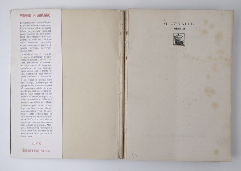 VIAGGIO IN AUTUNNO di Ferenc Molnar 1946 Casa Editrice Mediterranea …