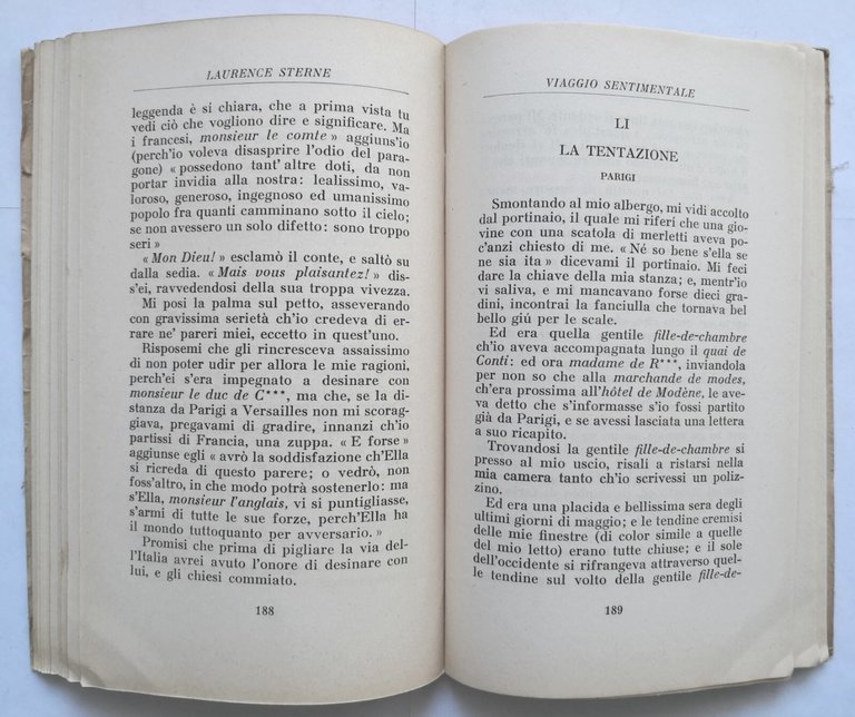 VIAGGIO SENTIMENTALE DI YORICK di Laurence Sterne 1944 Bompiani Libro …