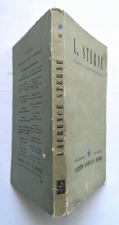 VIAGGIO SENTIMENTALE DI YORICK di Laurence Sterne 1944 Bompiani Libro …