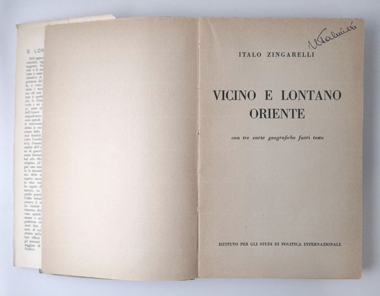 VICINO E LONTANO ORIENTE di Italo Zingarelli 1940 ISPL libro …