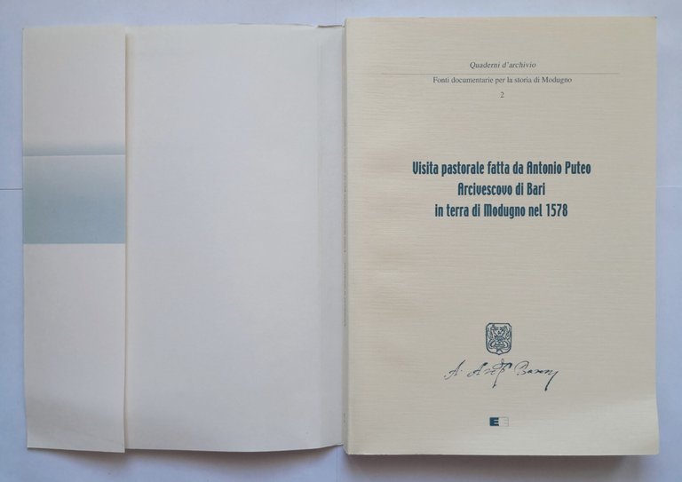 VISITA PASTORALE FATTA DA ANTONIO PUTEO ARCIVESCOVO DI BARI IN …