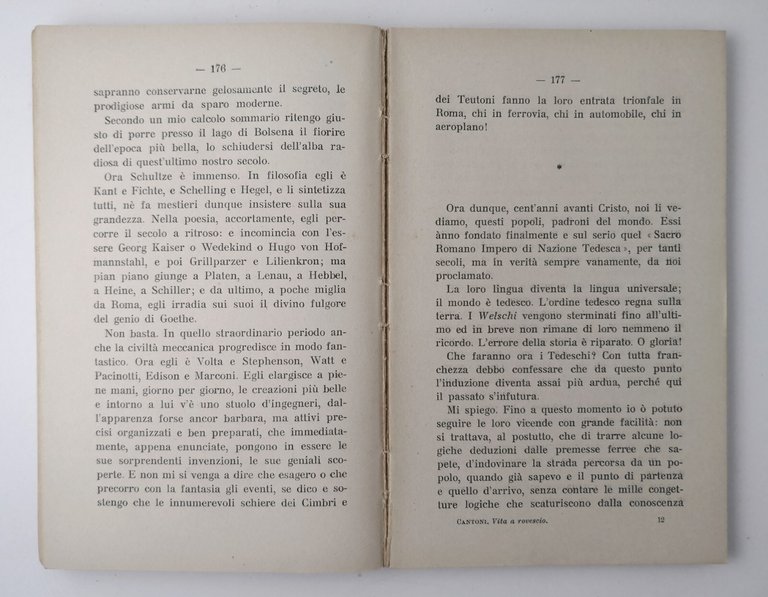 VITA A ROVESCIO di Ettore Cantoni 1943 Garzanti I edizione …