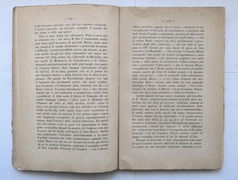 VITA DEL BEATO GIUSEPPE CAFASSO di Anzini 1925 SEI libro …