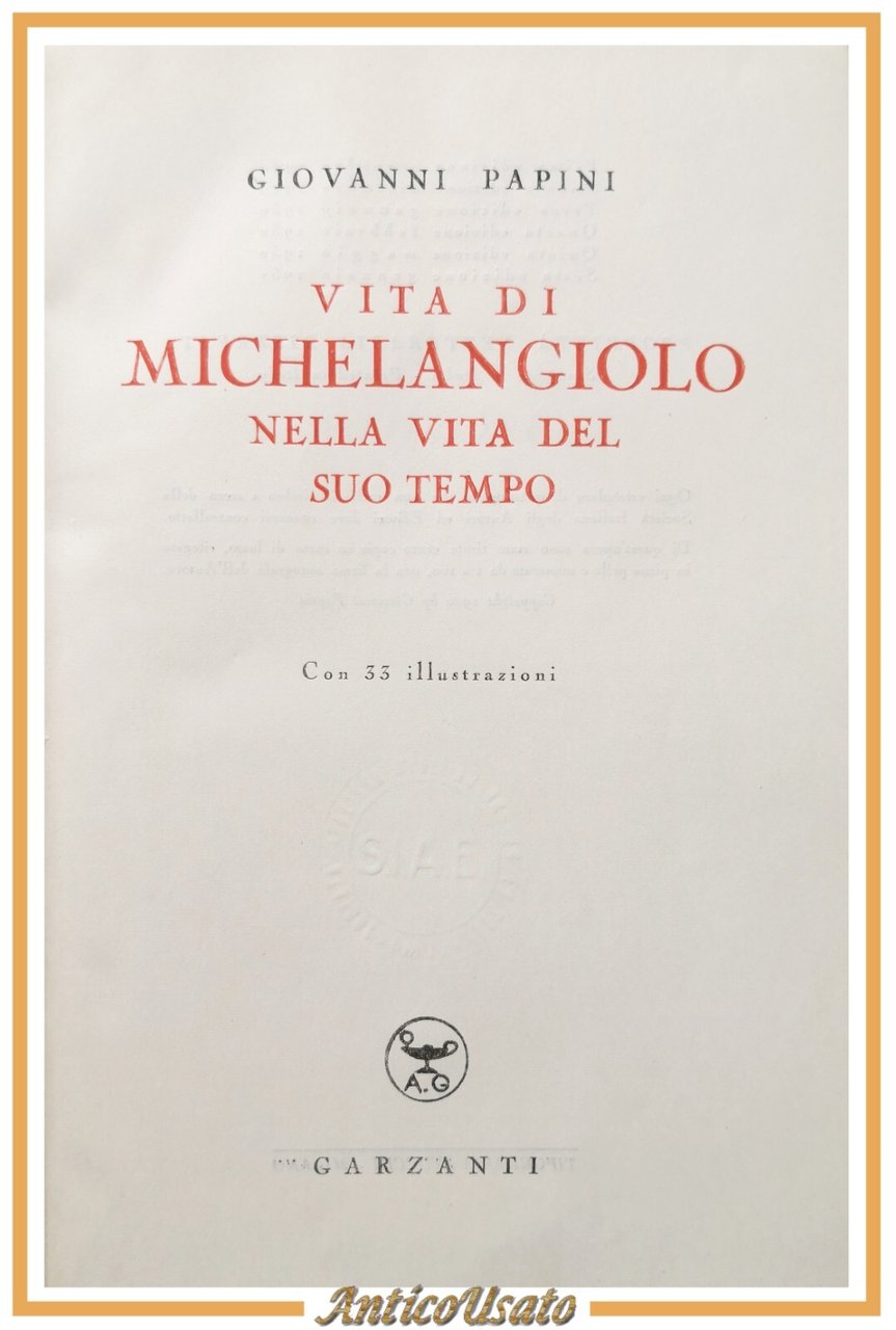 VITA DI MICHELANGELO NELLA VITA DEL SUO TEMPO Giovanni Papini …
