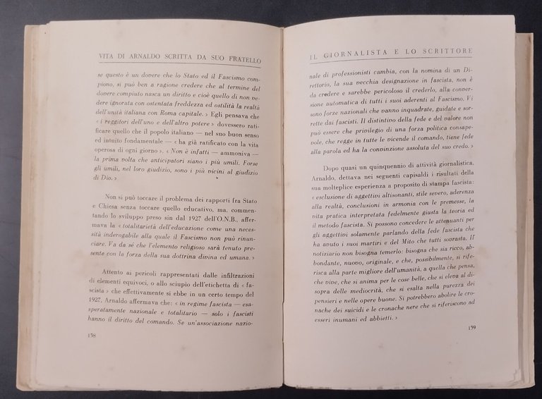 VITA DI SANDRO E DI ARNALDO Benito Mussolini 1934 Hoepli …
