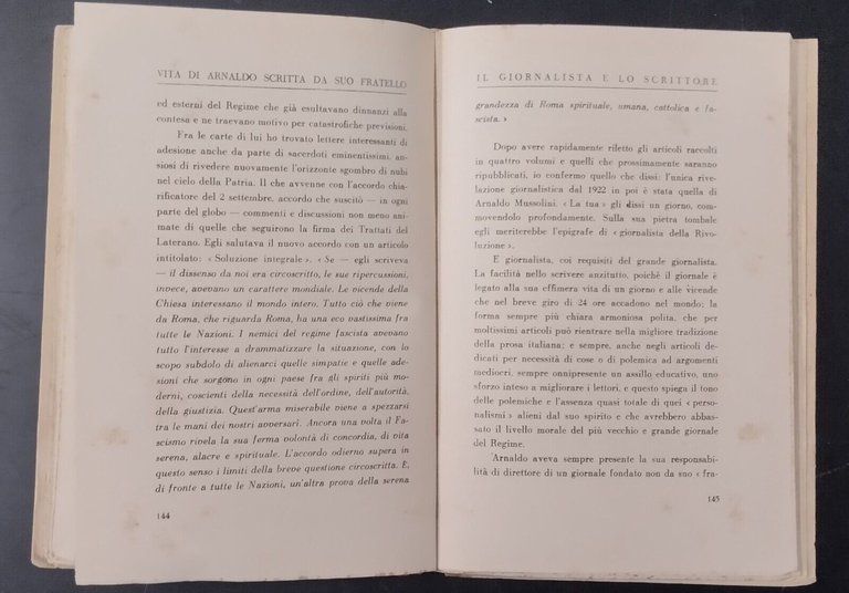 VITA DI SANDRO E DI ARNALDO Benito Mussolini 1934 Hoepli …