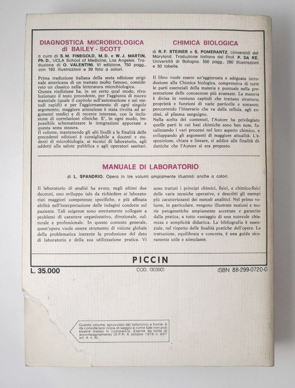 VITA E MICRORGANISMI di Marchegiani Mirra 2 volumi 1988 Piccin …