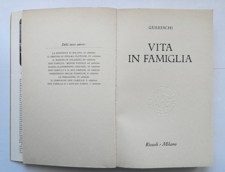 VITA IN FAMIGLIA di Giovannino Guareschi 1969 Rizzoli Libro IV …