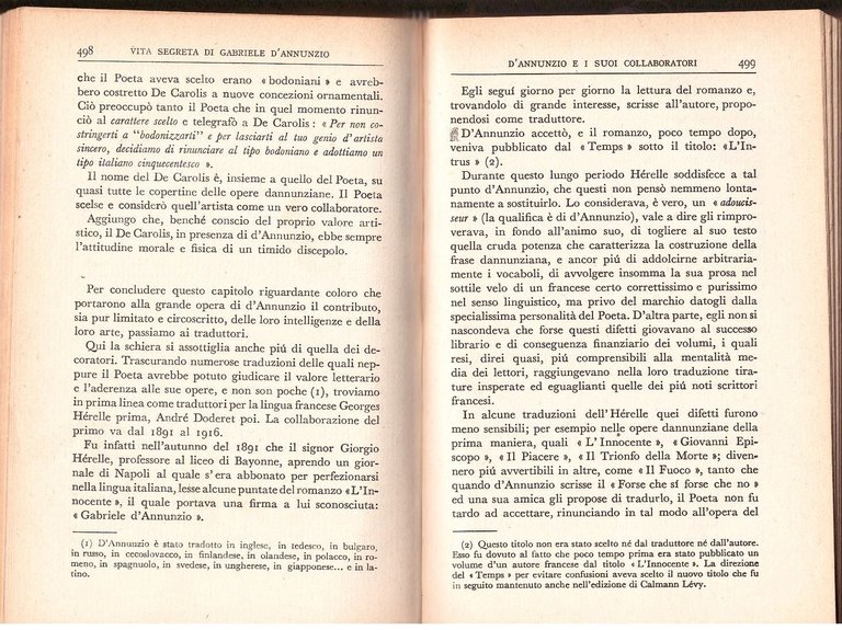 VITA SEGRETA DI GABRIELE D'ANNUNZIO Tom Antongini 1938 Mondadori Libro …