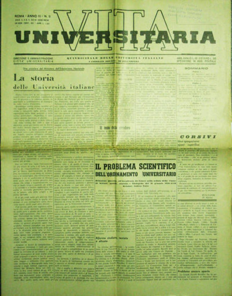 VITA UNIVERSITARIA Quindicinale Università Italiane RIVISTA del 05/02/1939