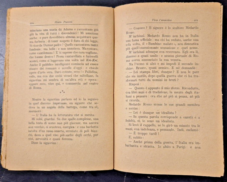 VIVA L'ANARCHIA romanzo di un viaggiatore in poesia Puccini 1920 …