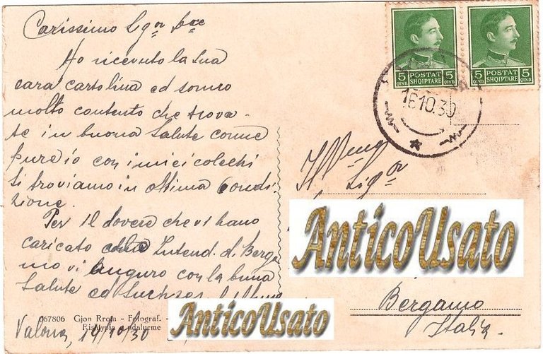 VLONA Pamie nga lindia cartolina postale Valona Albania viaggiata 1930