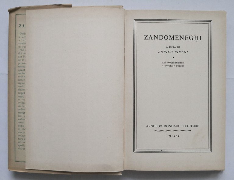 ZANDOMENEGHI a cura di Enrico Piceni 1952 Arnoldo Mondadori Libro …