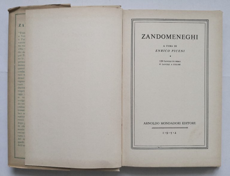 ZANDOMENEGHI a cura di Enrico Piceni 1952 Arnoldo Mondadori Libro …