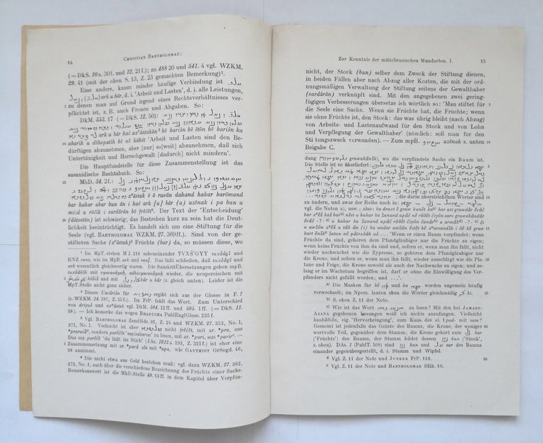 ZUR KENNTNIS DER MITTELIRANISCHEN MUNDARTEN I di Christian Bartholomae 1916 …
