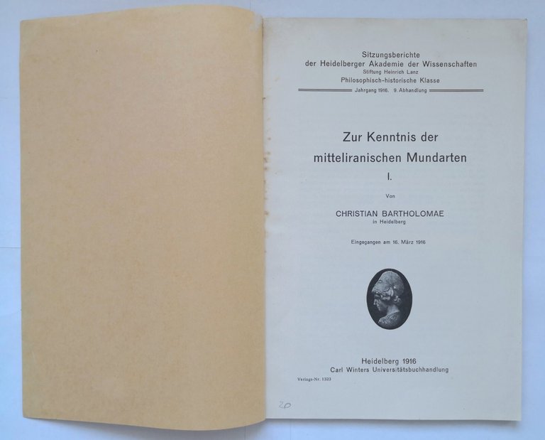 ZUR KENNTNIS DER MITTELIRANISCHEN MUNDARTEN I di Christian Bartholomae 1916 …