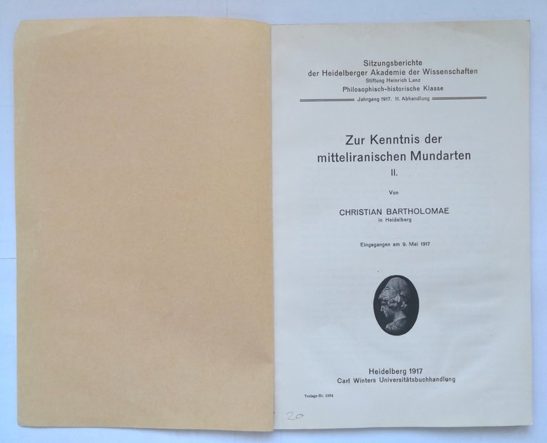 ZUR KENNTNIS DER MITTELIRANISCHEN MUNDARTEN II di Christian Bartholomae 1917