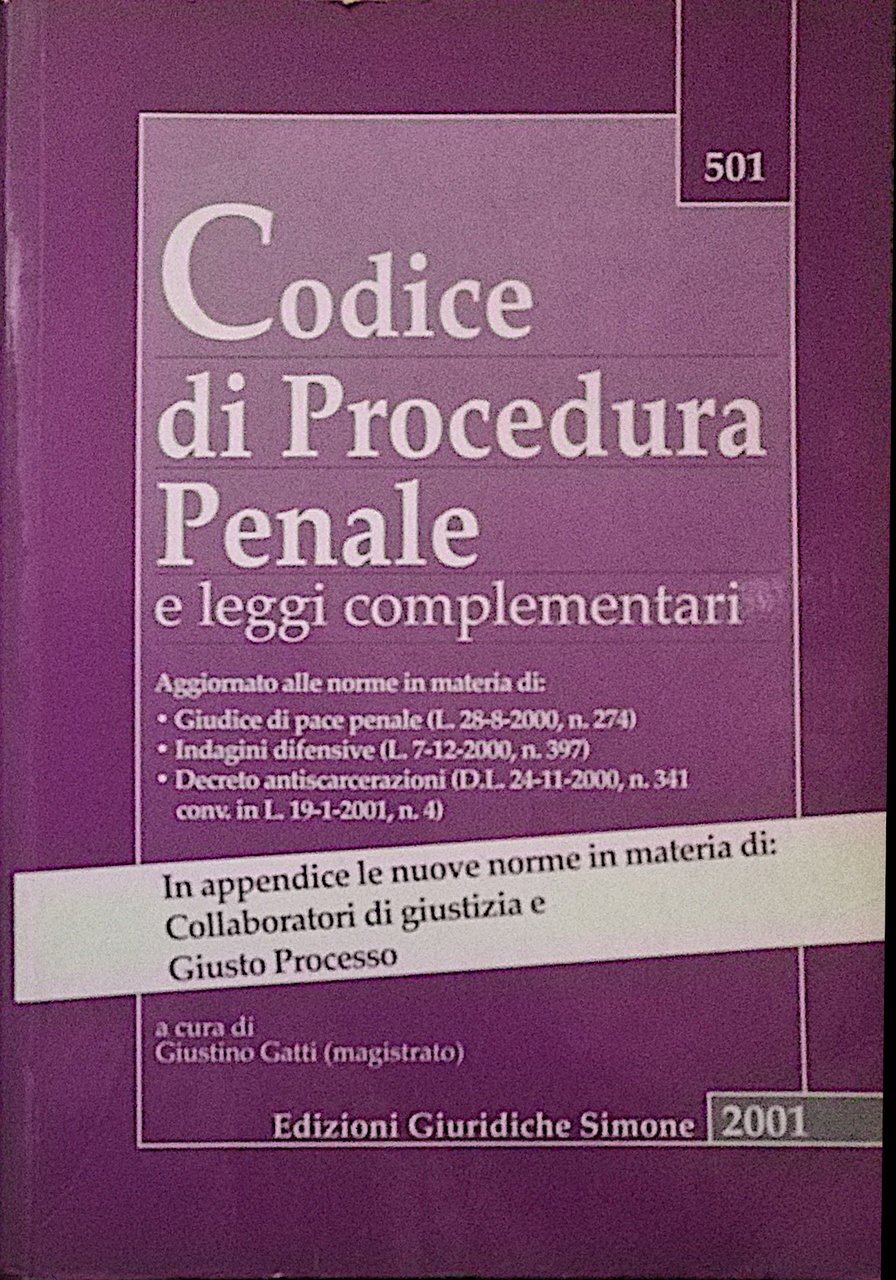Codice di procedura penale e leggi complementari