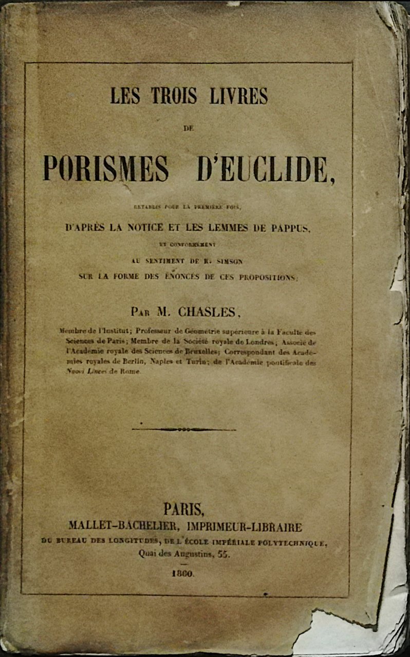 Les trois livres de Porismes d’Euclide