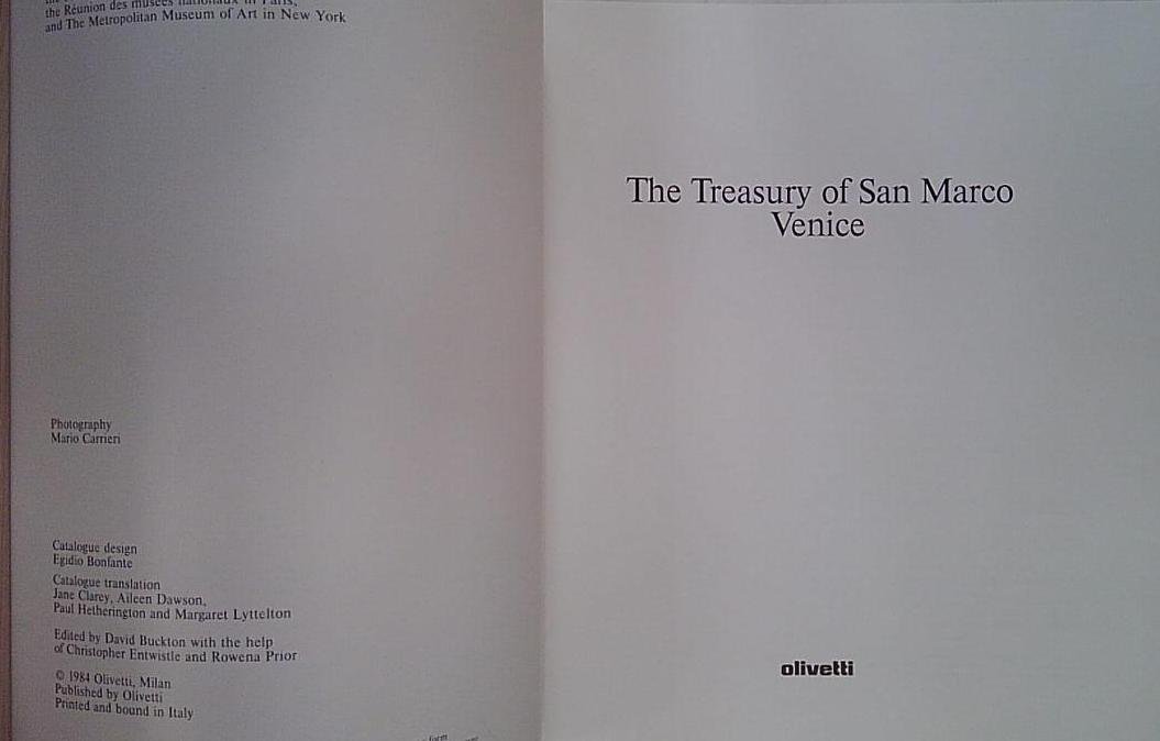 Buckton THE TREASURY OF SAN MARCO VENICE OLIVETTI | Immagine principale