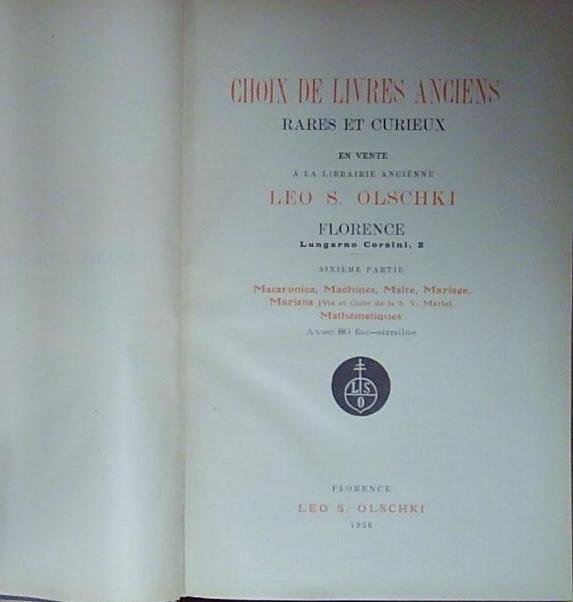 CHOIX DE LIVRES ANCIENS RARES ET CURIEUX OLSCHKI 6 | Immagine Gallery 2