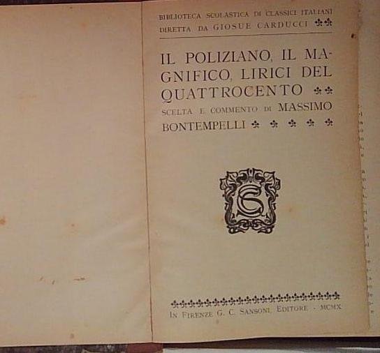 il poliziano il magnifico lirici del quattrocento | Immagine principale