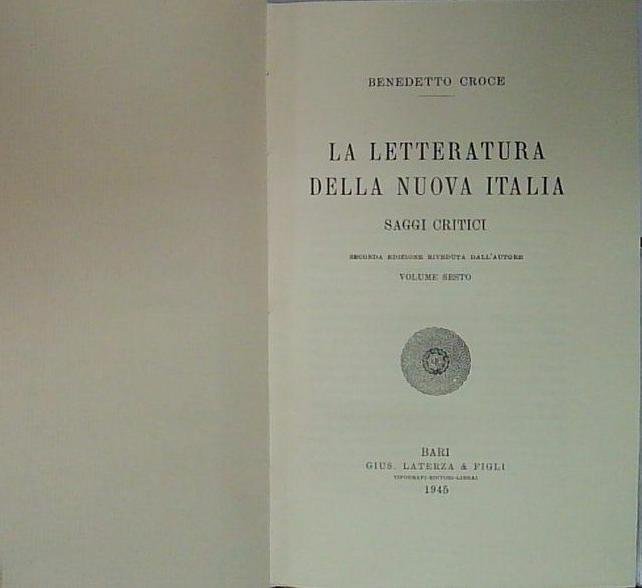la letteratura della nuova italia saggi critici 6 | Immagine principale