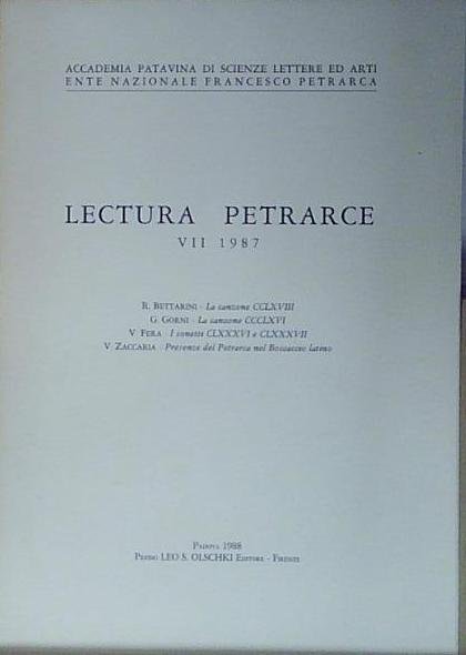 LECTURA PETRARCE VII 1987 | Immagine principale