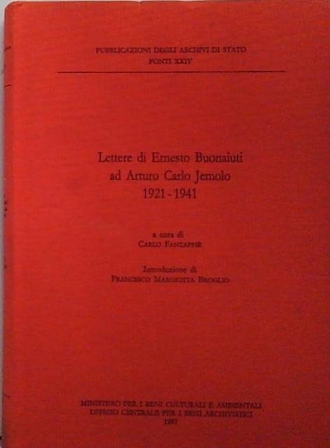 lettere di ernesto buonaiuti ad arturo carlo jemolo 1921 1941 | Immagine principale