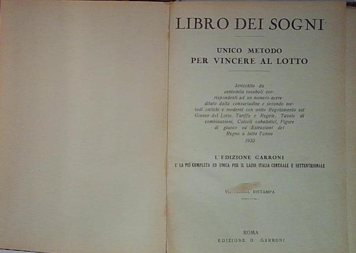 libro dei sogni unico metodo per vincere al lotto | Immagine principale