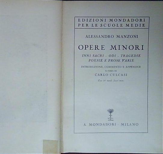 Manzoni OPERE MINORI mondadori | Immagine principale