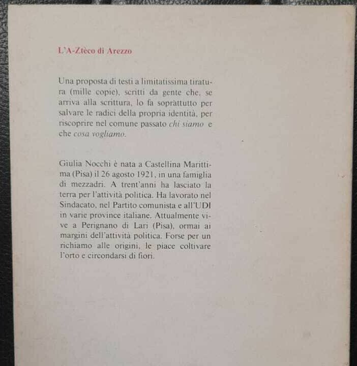 Nocchi UNA DONNA FA POLITICA Appunti cronache vita compagni A-Ztèco …