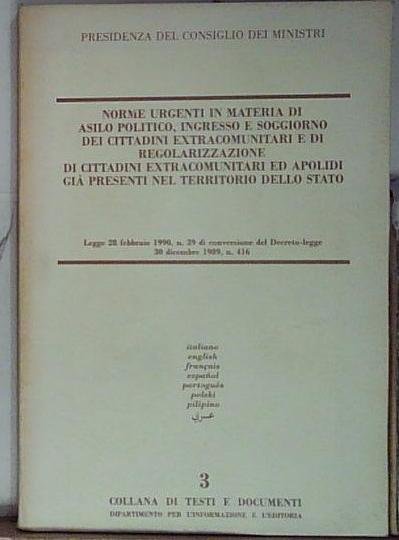 norme urgenti in materia di asilo politico ingresso e soggiorno …