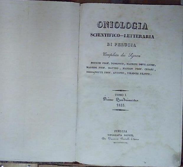 ONIOLOGIA SCIENTIFICO LETTERARIA DI PERUGIA 1833 | Immagine Gallery 2
