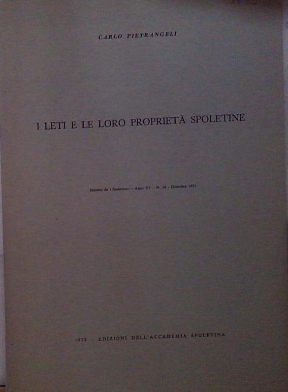 Pietrangeli I LETI E LE LORO PROPRIETÀ SPOLETINE | Immagine principale