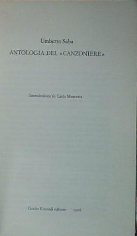 Saba ANTOLOGIA DEL CANZONIERE | Immagine Gallery 2