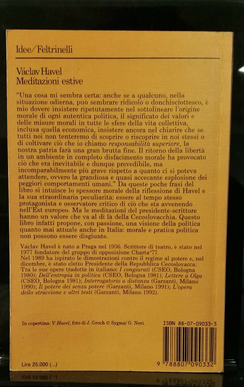 Vaclav Havel MEDITAZIONI ESTIVE Feltrinelli 1992