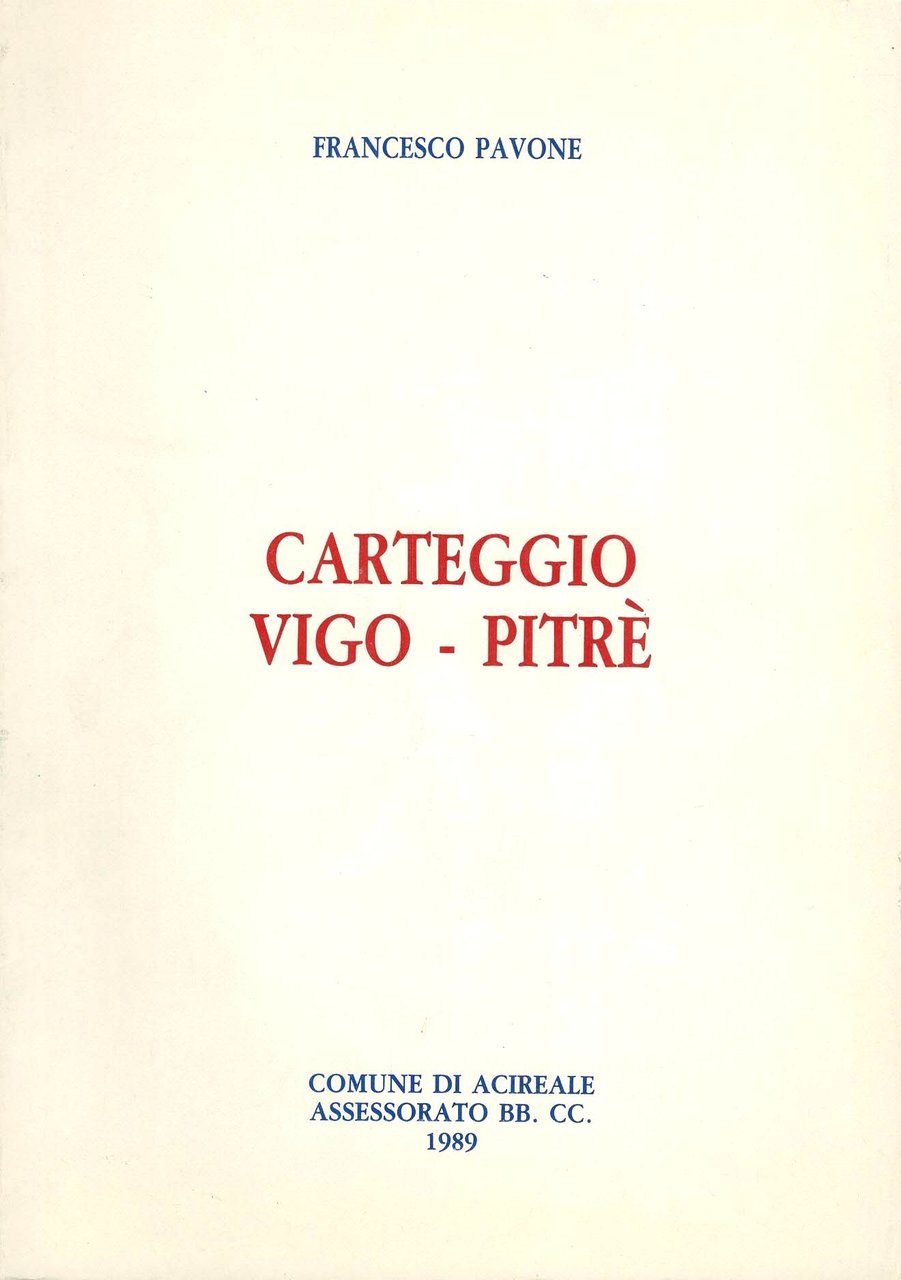 Carteggio Vigo - Pitrè