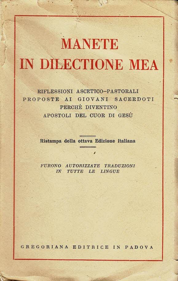 Manete in dilectione mea Riflessioni ascetico-pastorali proposte ai giovani sacerdoti … | Immagine principale