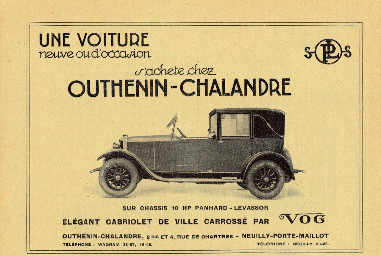 10 HP Panhard-Levassor chez Outhenin-Chalandre, Neuilly. Advertising 1927 | Immagine principale