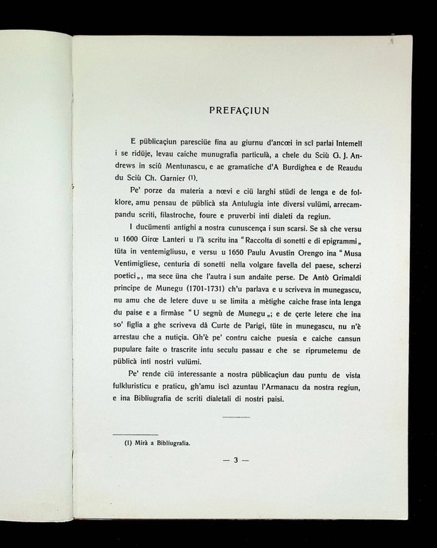 A Barma Grande Antulugia Intemelia Libru Primu Dialetti Ventimiglia Mentone …
