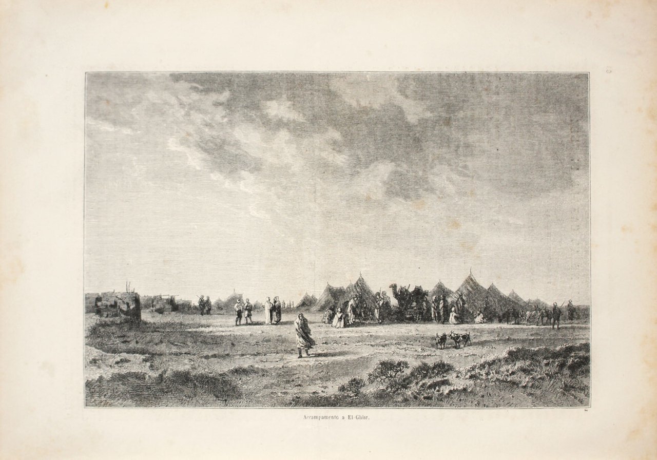 Accampamento a El-Ghisr (Canale di Suez). Stampa 1863 | Immagine principale