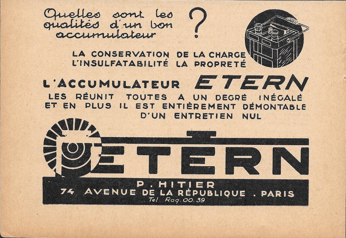 Accumulateur Etern - Advertising 1932 | Immagine principale