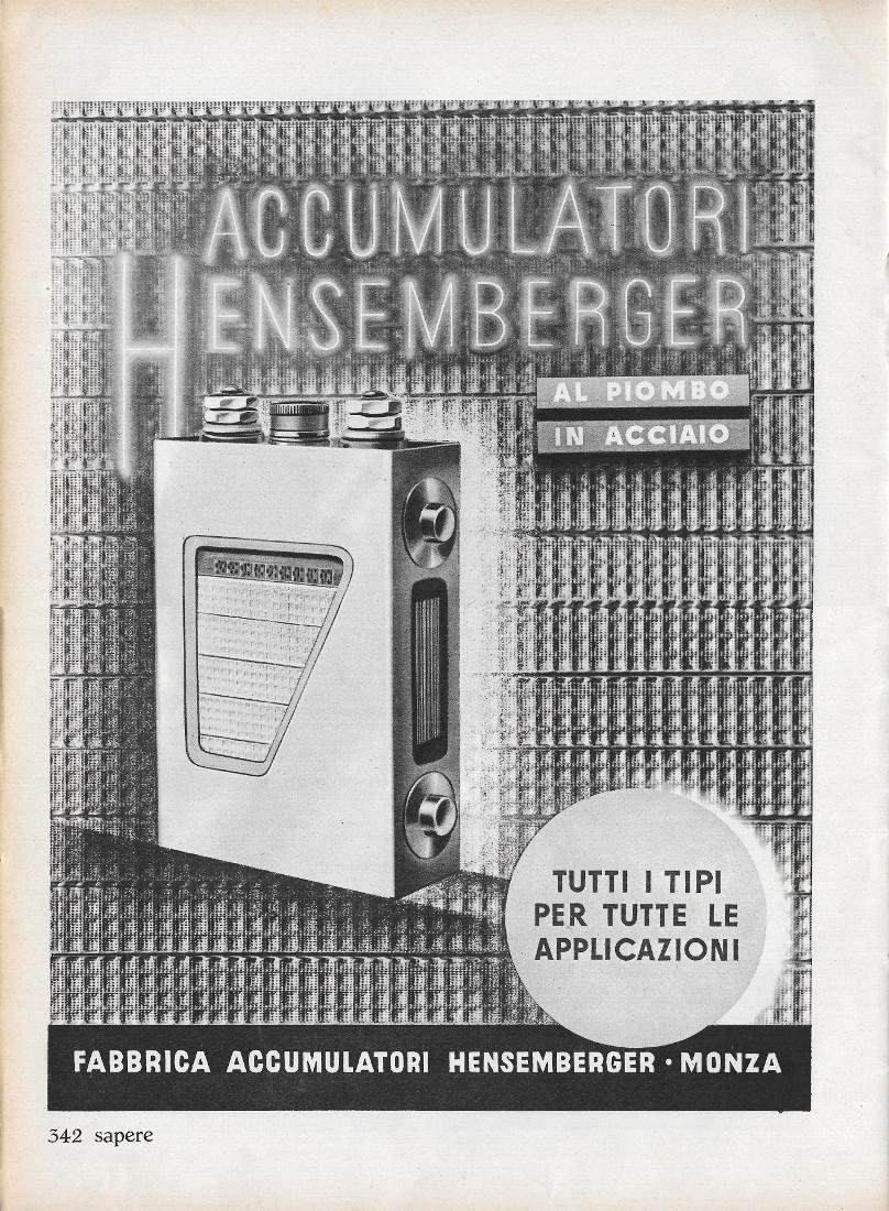 Accumulatori Hensemberger. Advertising 1939 | Immagine principale