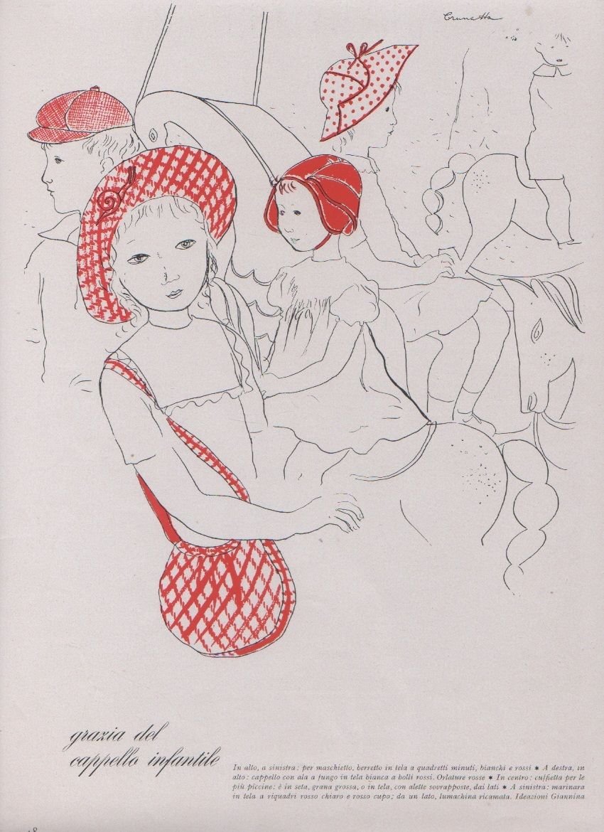 Advertising - Pagina di moda della disegnatrice Brunetta. Rivista 1944 | Immagine principale