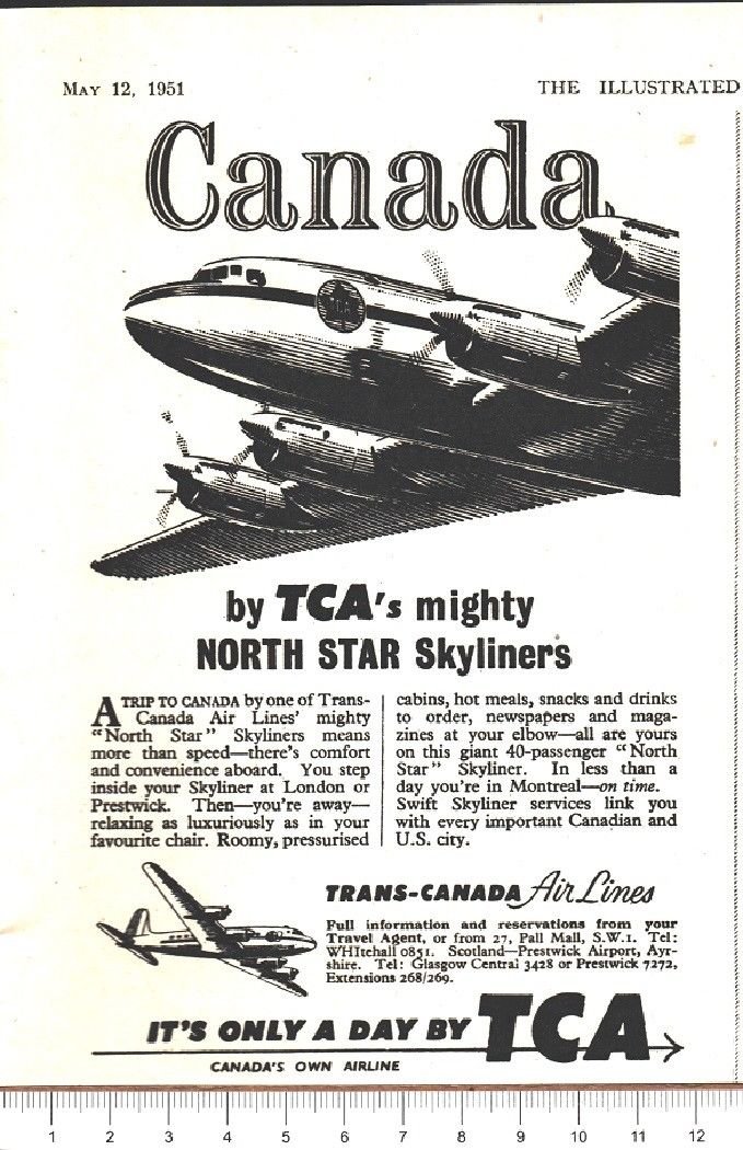 Advertising - Trans-Canada Air Lines - Pubblicità 1951 | Immagine principale
