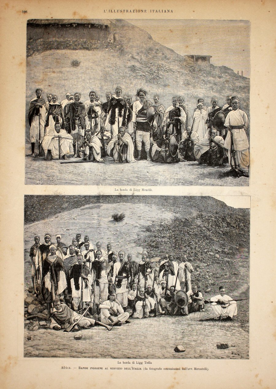 Africa. Bande indigene al servizio dell'Italia. Stampa 1889 | Immagine principale