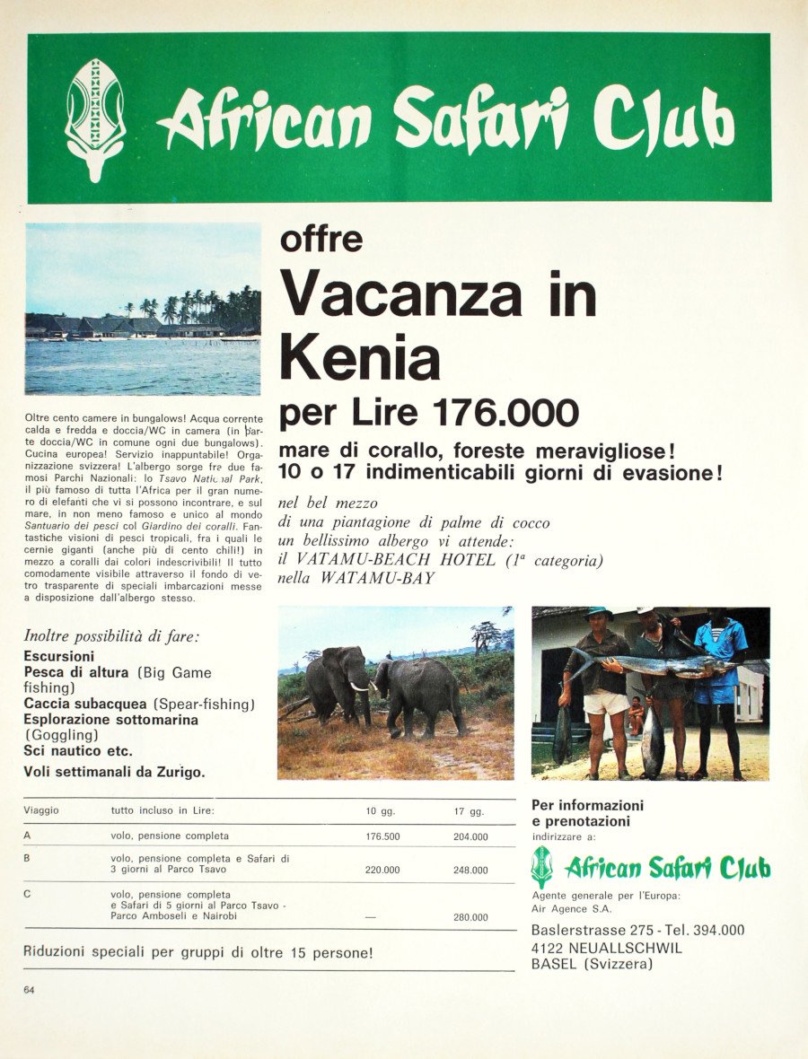Africa Safari CLub. Basel. Advertising 1969 | Immagine principale